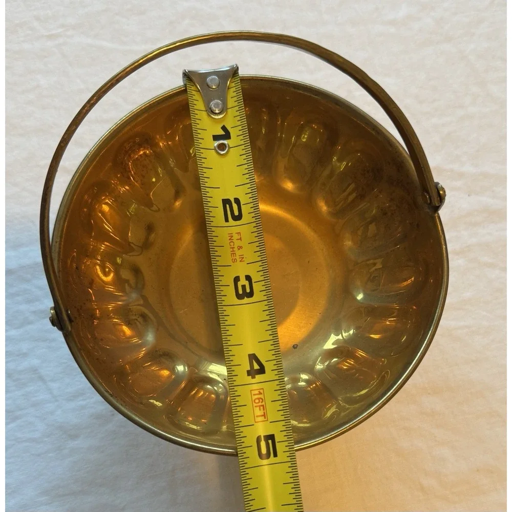 Vintage Brass Wire‎ Metal Woven Baskets W/ Movable Handle Made In India MCM mini